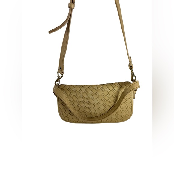 Vintage COLE HAAN beige leather woven shoulder bag crossbody - Picture 3 of 13